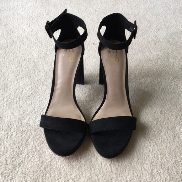 Mix No. 6 | Shoes | Mix No 6 Black Open Toe Block Heels | Poshmark